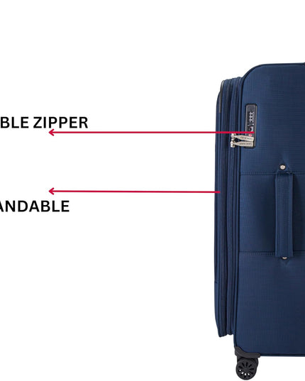 Pierre Cardin Lightweight Luggage Set of 3 for Travel, Softside Suitcase Set With TSA Approved Lock, Anti Theft Double Zipper And 8 Smooth Wheels (Navy)