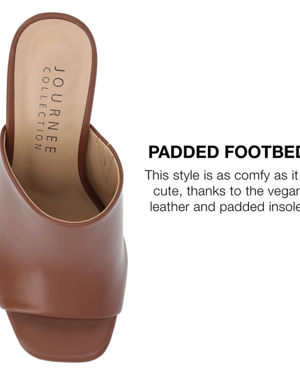 SIZE: 37 - Journee Collection Womens Ezzlynn Platform Heel with Open Toe and Slip On Heel, Brown