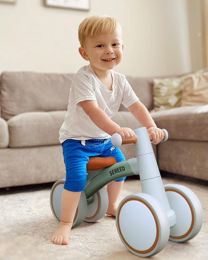 SEREED Children's Balance Bike from 1 Year, Balance Bike Toy for 12-36 Months Baby, First Bicycle without Pedal with 4 Wheels for Boys and Girls, Toddlers, First Birthday Gift