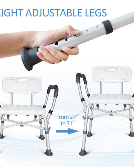 KingPavonini Shower Chair for Inside Shower, Heavy Duty Bath Chair with Arms