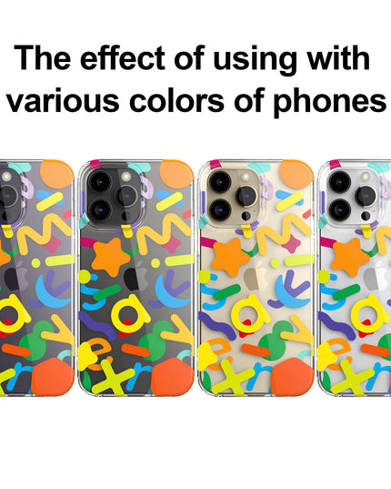 Senyimax for iPhone 14 Pro Max Case Stylish and Cute Double-Layer Letters Pattern Hard TPU Shockproof Protective Case Cover for Men Girls and Women (Multicolor)