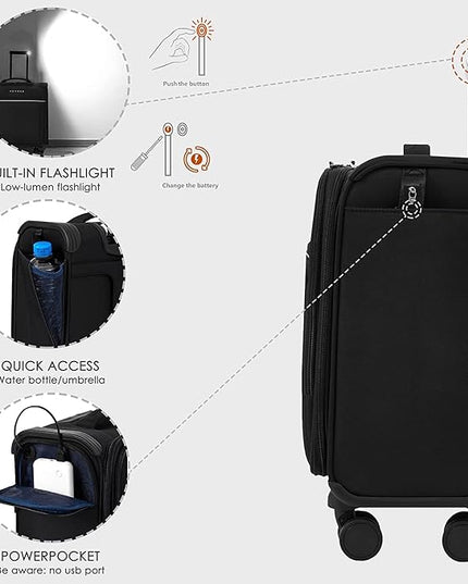 VERAGE Carry on business luggage, Rolling Laptop Suitcase for Travel and Business Travel, TAS Approved, (Toledo GM21002, Black)