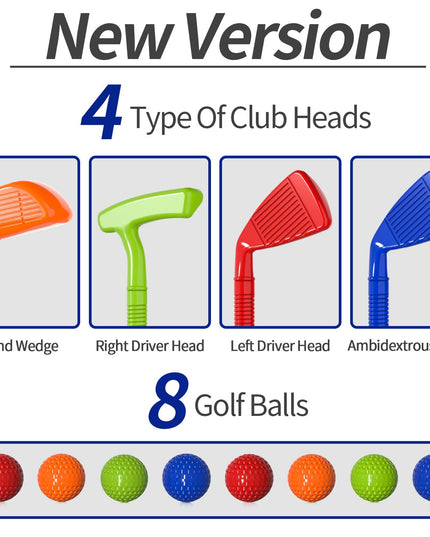 Bennol Toddler Golf Set Toys for Kids, Upgraded Kids Golf Cart Toys Sets with 4 Golf Sticks, 8 Balls and 1 Mat, Indoor & Outdoor Golf Toys for 3 4 5 6 Year Old Boys Girls Toddlers