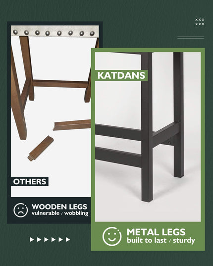 KATDANS Bar Stools Set of 2, 60 cm Counter Height Saddle Bar Stools, Green