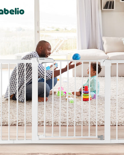 Babelio Metal Baby Gate, 29-48'' Auto Close Easy Install Pet Gate, Extra Wide Walk Thru Child Safety Gate, Pressure Mounted Dog Gate for Doorways & Stairs, with Y Spindle Rods