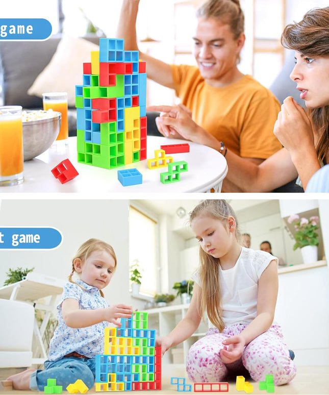 48 Pcs Tetra Tower Balance Stacking Blocks Game, Board Games for 2 Players