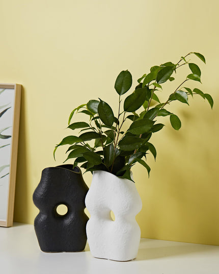 UPWOIGH White Black Ceramic Vase Set of 2,Modern Boho Flower Vase Home Décor
