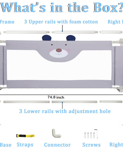 RDHOME Bed Rails for Toddlers Kids, Baby Safety Bed Rail Guards (1 Piece)