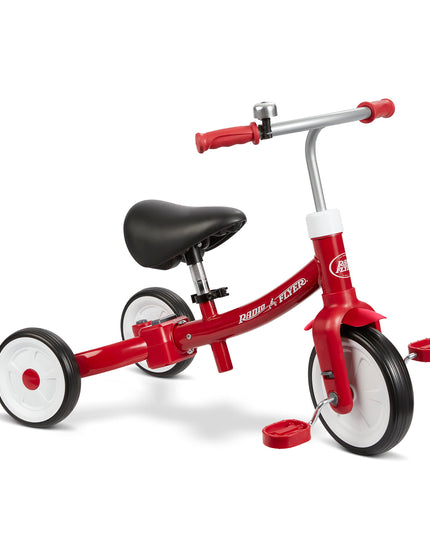 Radio Flyer Triple Play Trike, Toddler Tricycle, Balance Bike and Ride-On, Ages 1-3, Large, Red