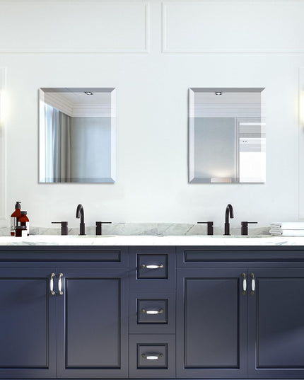 Mirrorons Beveled Mirror, Bathroom Mirrors for Wall 16" x 20", Frameless Rectangle Bathroom Mirror with Beveled Edge, Hangs Horizontally or Vertically, Tempered Glass Upgraded Packing