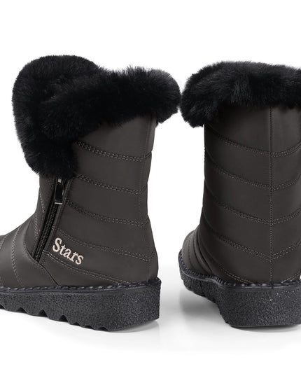 SIZE: 36 - SHIBEVER Waterproof Winter Boots for Women: Snow Mid Calf Fur Lined Warm Women Boot Outdoor Resistant Short Fashion Booties