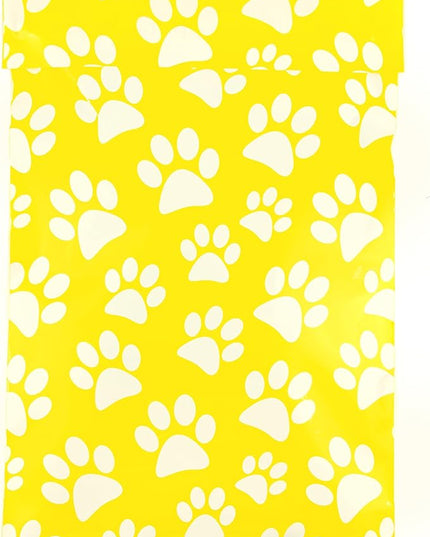 Inspired Mailers 6x9 Poly Mailers - 100 Pack – Adorable Yellow Puppy Paw Print Design – Durable, Cute Shipping Bags for Small Orders, Gifts, Apparel, & More!