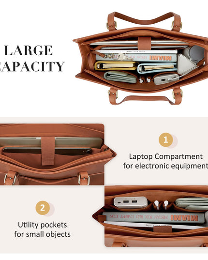 ECOSUSI Laptop Bag for Women  39.62 cm Tote Bag Work Bag Briefcase Handbag Shoulder Bag for Office
