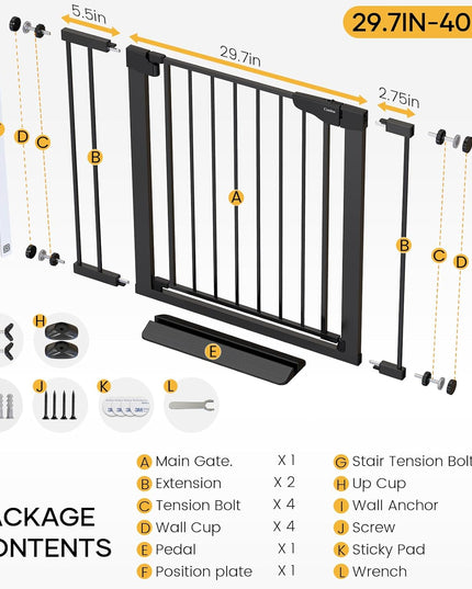 Cumbor Baby Gate for Stairs, Mom's Choice Awards Winner,Black
