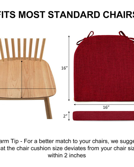 Wellsin Chair Cushions for Dining Chairs 4 Pack 40x40x5 cm, Red