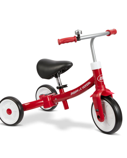 Radio Flyer Triple Play Trike, Toddler Tricycle, Balance Bike and Ride-On, Ages 1-3, Large, Red