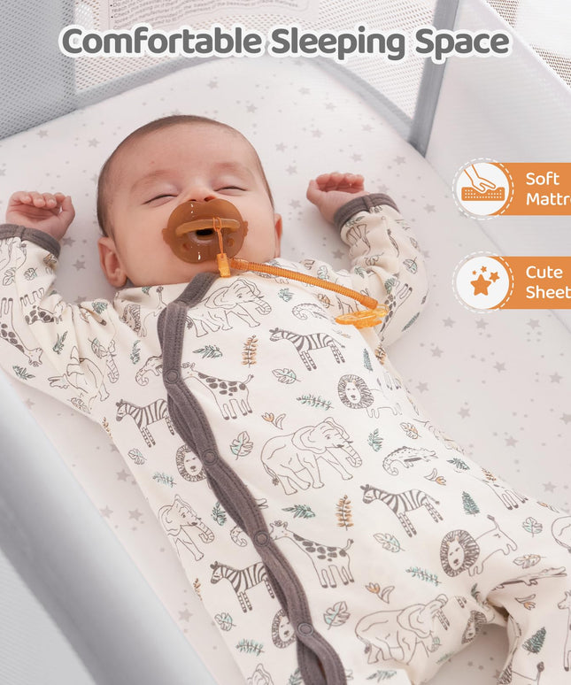 Ezebaby Baby Bassinet, Bedside Bassinet for Baby, Portable Baby Bassinets Bedside Sleeper for Newborn Baby Infants with Adjustable 7 Heights and All Mesh Sides, Mattress & Sheet Included