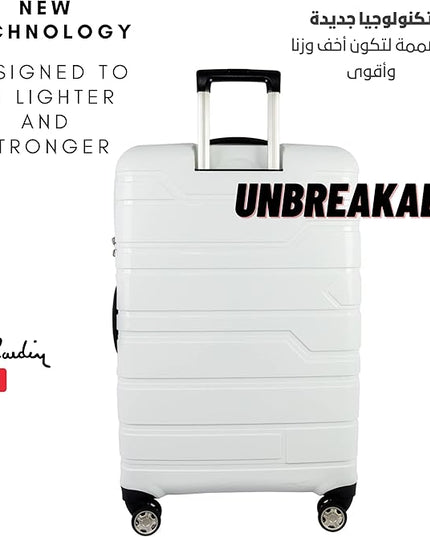 Pierre Cardin Wels UNBREAKABLE Luggage TSA Approved suitcase for travel (Set of 3, White)