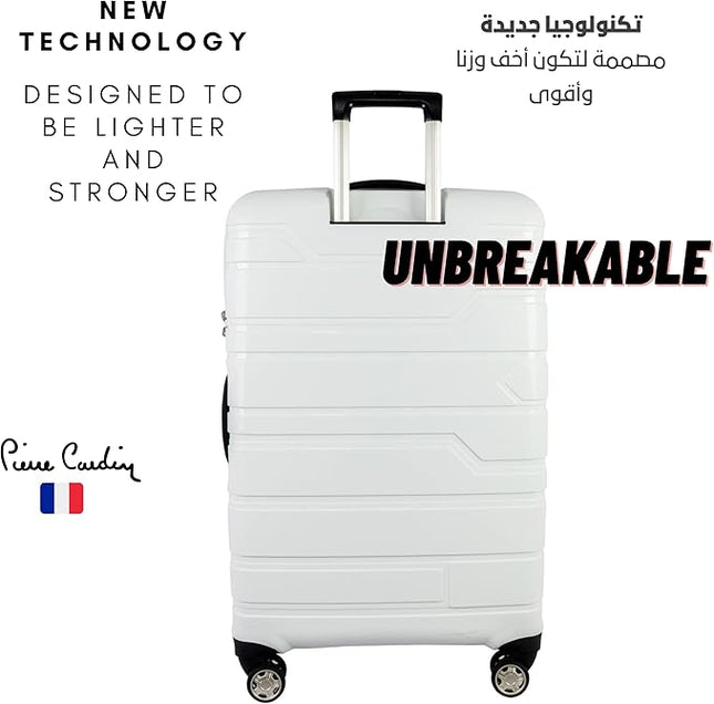 Pierre Cardin Wels UNBREAKABLE Luggage TSA Approved suitcase for travel (Set of 3, White)