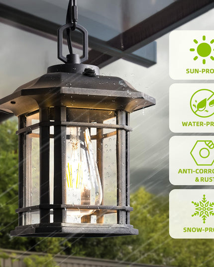 WJShome Outdoor Pendant Lights for Porch, with Dusk to Dawn Sensor