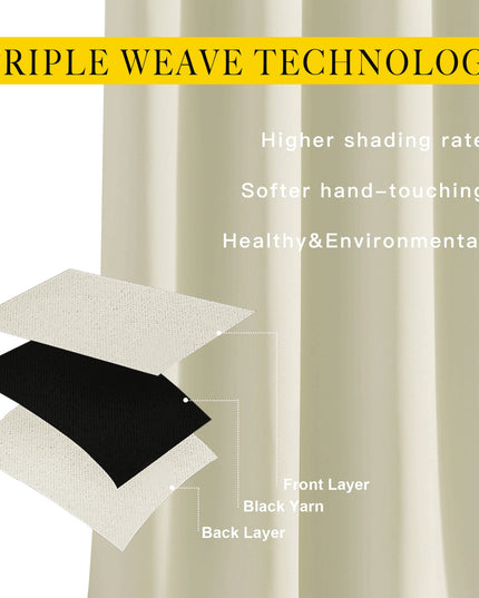 NICETOWN Room Darkening Beige Curtain  167.6 cm wide x 213 cm long .