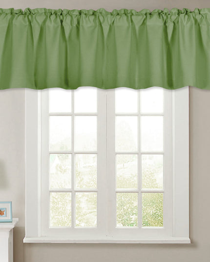 KEQIAOSUOCAI Sage Green Window Valance 72 Inch by 16 Inch for Kids Room - Rod Pocket Room Darkening 16 Inch Curtain Valance for Bedroom Living Room Basement 1 Panel 72Wx16L