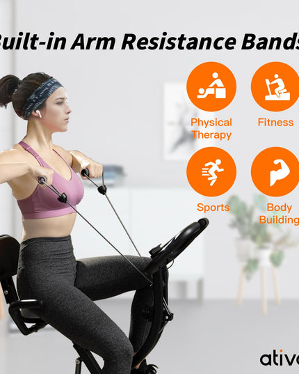 ATIVAFIT Folding Exercise Bike 8 Levels Resistance F-Bike with Heart Rate Sensor + Phone Holder