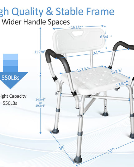 KingPavonini Shower Chair for Inside Shower, Heavy Duty Bath Chair with Arms