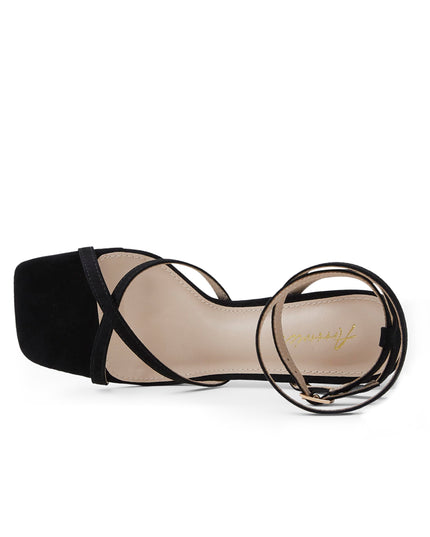 SIZE: 39.5 - Arromic High Heels for Women Strappy Stilettos Heels Square Open toe Heeled Sandals Buckle Ankle Strap Heels Sexy Wedding Dress Heels Shoes - 3inch Black