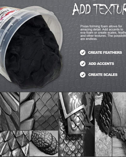 Foam Clay Sculpting Foam for Cosplay (300 Gram White and 300 Gram Black) by Pixiss | Soft Air Dry Moldable Sculpting Cosplay Materials