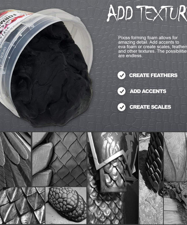 Foam Clay Sculpting Foam for Cosplay (300 Gram White and 300 Gram Black) by Pixiss | Soft Air Dry Moldable Sculpting Cosplay Materials
