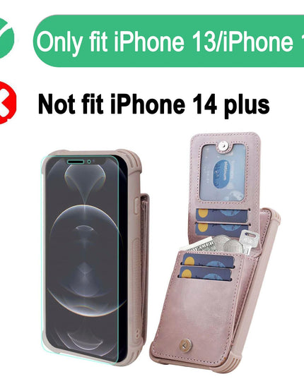 VANAVAGY Compatible for iPhone 13/14 Wallet Case for Women and Men, Salmon Pink