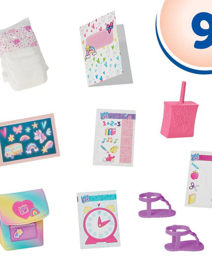 Baby Alive Time for School Baby Doll Set, Back to School Toys for 3 Year Old Girls & Boys & Up, 12 Inch Baby Doll, Brown Hair