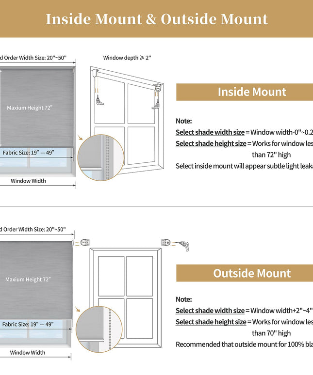 Homebox 100% Blackout Roller Window Shades, White, 119.38 cm W x 182.88 cm H