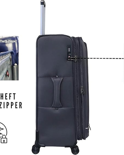 Pierre Cardin Lightweight Luggage TSA Approved Suitcase for Travel, ANTI Theft Double Zipper, 4 Double Wheels, Gallen Collection (Checked Luggage 28 Inch, Black)