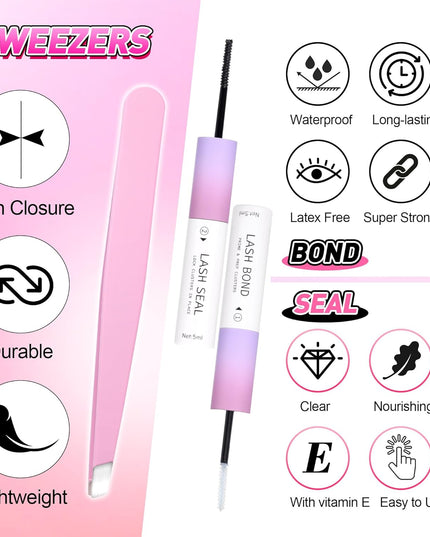 wiwoseo Individual Eyelashes Cluster Lashes Kit Lashes Individual Cluster Kit 60+80+100D Lash Clusters
