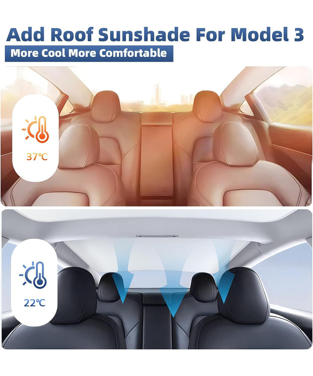 GOGOBAO 2024 Newest Sunshade Roof for Tesla Model 3 2024 No-Sag Design Roof Sun Shade for Tesla Model 3 Accessories 2024 (White)