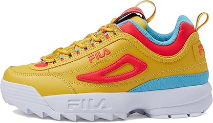 Fila Disruptor Ii Premium (Niños Grandes) Limón/Rosa Diva/Pescado Azul 5 Kids Shoes