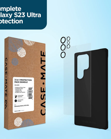 Case-Mate Samsung Galaxy S23 Ultra Case [3in1] with FlexiShield Screen Protector & Camera Lens Protector