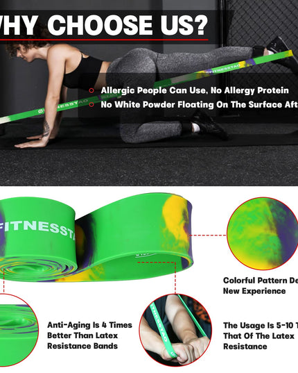 FITNESSTAO Resistance Band Sets, (5 Pack Green)