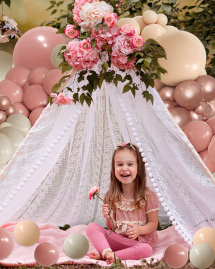 PERPAOL 154pcs Dusty Rose Pink Blush Balloons Garland Arch Kit Boho Nude Cream Peach Retro Pink for Bridal Shower Garden Tea Party Birthday Wedding Decorations