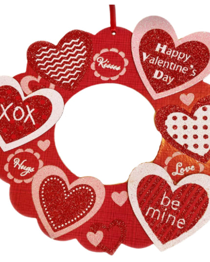Ja'Cor Valentines Wreath Sign Red Pink White Valentine Heart Wreaths 1Ct, Hanging Decor