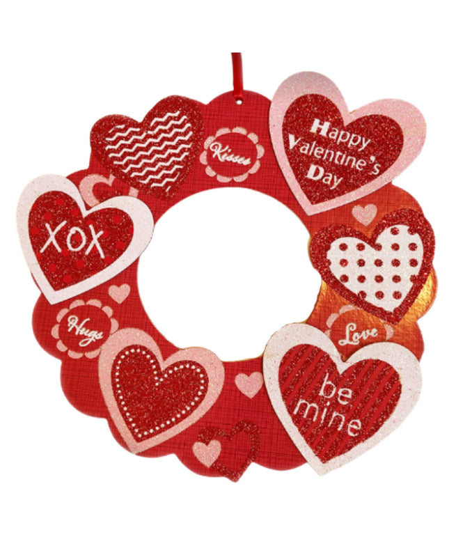 Ja'Cor Valentines Wreath Sign Red Pink White Valentine Heart Wreaths 1Ct, Hanging Decor