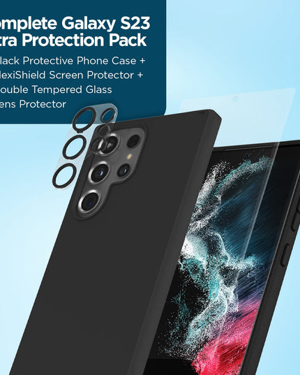 Case-Mate Samsung Galaxy S23 Ultra Case [3in1] with FlexiShield Screen Protector & Camera Lens Protector