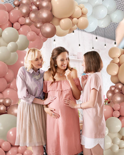 PERPAOL 154pcs Dusty Rose Pink Blush Balloons Garland Arch Kit Boho Nude Cream Peach Retro Pink for Bridal Shower Garden Tea Party Birthday Wedding Decorations