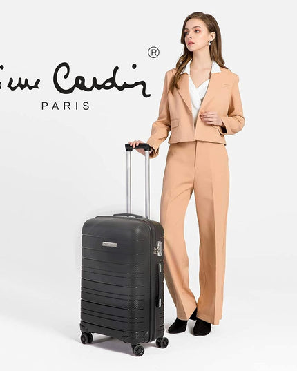 Pierre Cardin UNBREAKABLE Luggage for travel, ANTI Theft Double Zipper Suitcase, 4 Double Wheels (Set of 4, Grey)