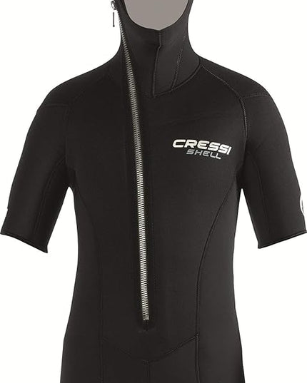 Cressi Shell Jacket Multi Thickness Man - Jacke/Shorty Modularer Reißverschluss und Kapuze zum Tauchen in Neopren 5mm Schwarz