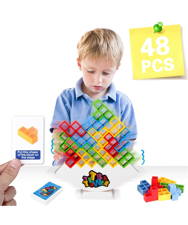 48 Pcs Tetra Tower Balance Stacking Blocks Game, Board Games for 2 Players