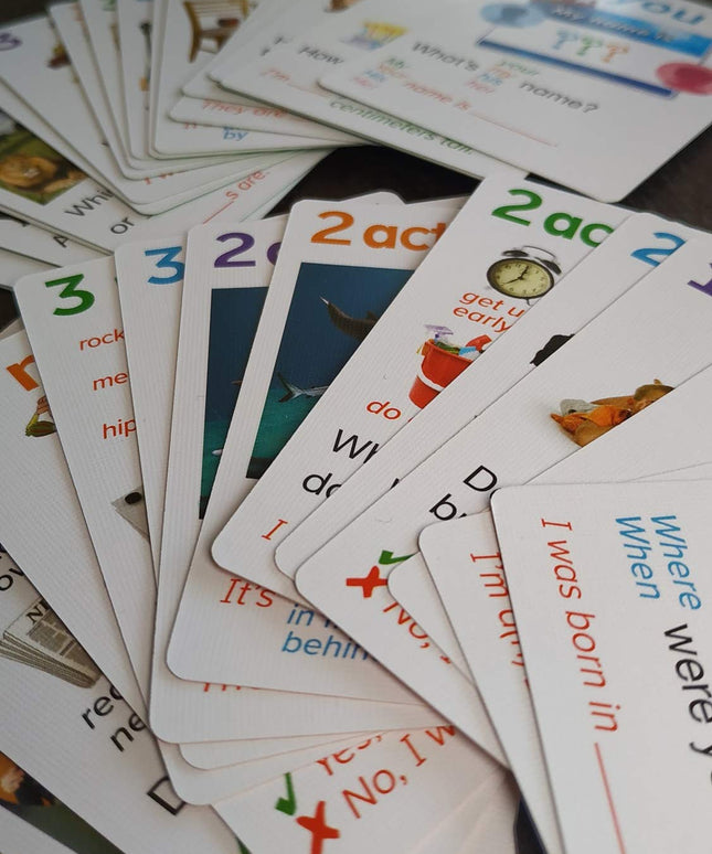 AGO QnA ESL Card Game for Learning English. 3 Level Box Set. Practice English Conversation Through Play!