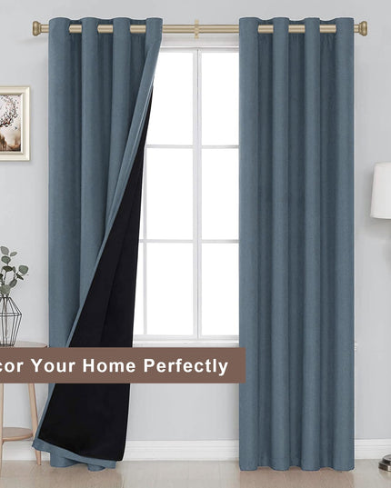 Heavy Curtain Rod, set of 2 pcs Adjustable Curtain Rod for Windows with Round Cap, Light Gold